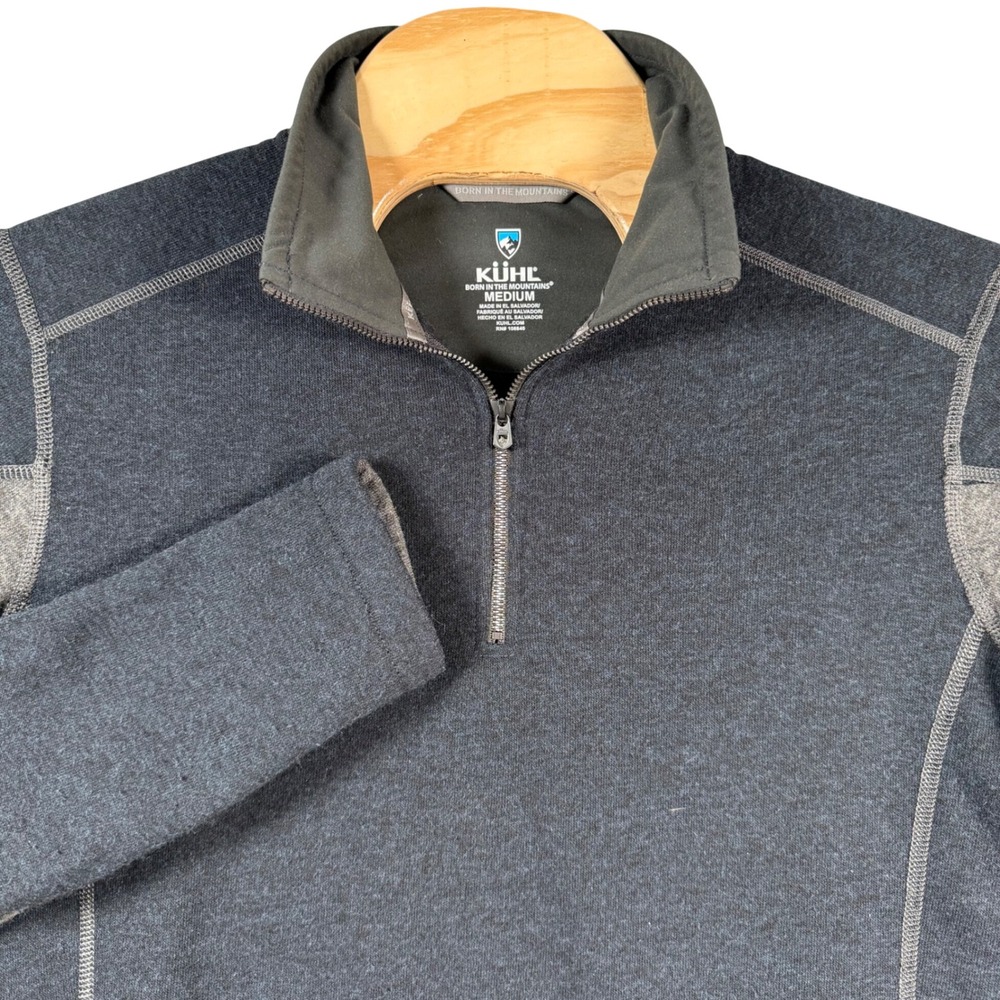 KUHL Revel Pullover Men Medium Charcoal Grey 1/4 Zip Fleece Outdoor Hiking Layer